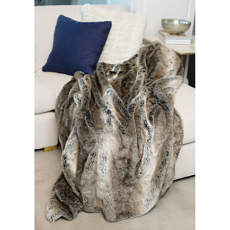 Rabbit faux discount fur throw grey